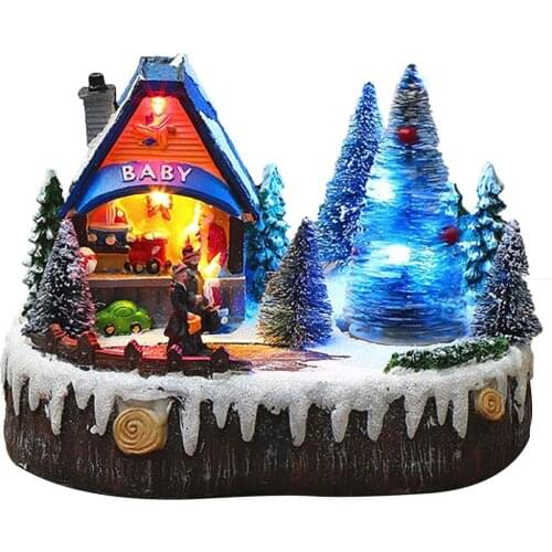 Luminous Music Rotating Snow Scene Cabin Christmas Luminous Cabin Christmas Glowing House With Music And Lights Christmas Gift