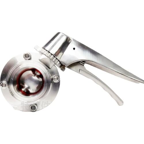19/25/32/38/45/51mm Pipe OD x 1.5" 2" Tri Clamp Sanitary Butterfly Squeeze Trigger Flow Control Valve SUS 304 Stainless
