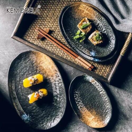 Vintage ceramic 7/8/9/10 inch plate oval shape dessert plate snack plate cake plate decorative cutlery set