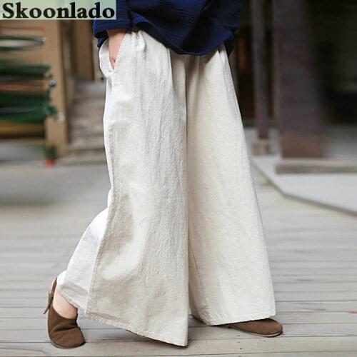 2021 women cotton linen pants casual loose fashion width legs straight women trousers original design lady loose casual pants