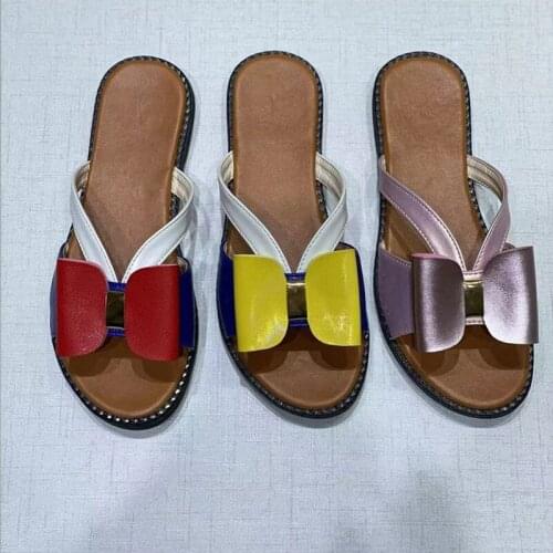 LEOSOXS Plus Size Women Slippers Butterfly-knot Summer Shoes Flat Flip Flops Female Outside Slides Fashion Beach Casual Shoes 43