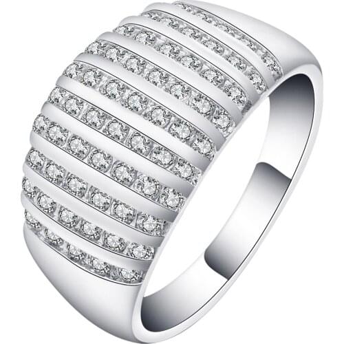 White Gold Color Wide Charms Big Rings for Women Luxury Bijoux Ring Female silver color Anillos Mujer Party Jewerly