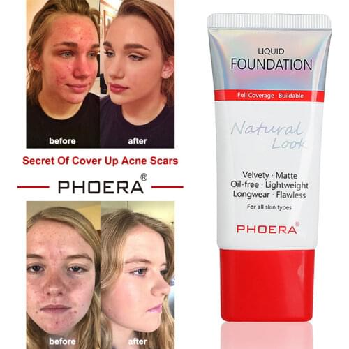 PHOERA 12 Color Face 30ml Matte Liquid Foundation Soft 24 Hours Long Lasting Makeup Oil Control Waterproof Concealer Cream TSLM2