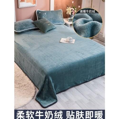 Winter Velvet Thickening One-Piece Sheets Coral Blanket Winter Plush Surface Sheets Non-Slip fitted bed sheet