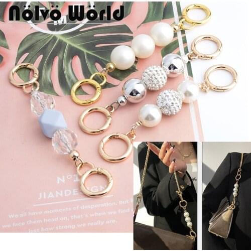 50pcs Gold 9 style 12.5/13/14/14.5/15 cm length bag strap connector key chain accessories with beads bag connector buckle