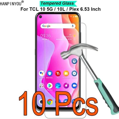 10 Pcs/Lot For TCL 10 5G / 10L / Plex / Lite 9H Hardness 2.5D Ultra-thin Toughened Tempered Glass Film Screen Protector Guard
