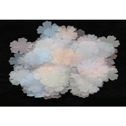 100pcs Tulle Chiffon Flower Shape Embellishment for DIY Hair Accessories Headwear