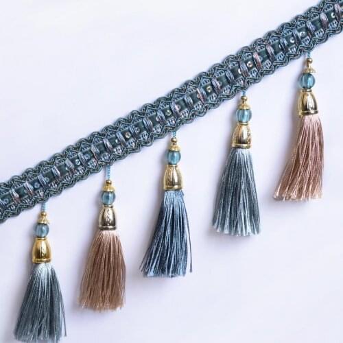 12yards/lot 13.5cm Wide Acrylic Beads Curtain Lace Accessories Tassel Fringes Trim Ribbon Diy For Sofa Valance Decor Abalorios