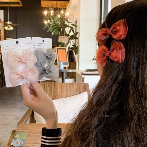 2Pcs/lot Ribbon Hair Bows With Clip For Cute Baby Girls Colorful Hair Clips Hairpins Barrettes Kids Hair Accessories