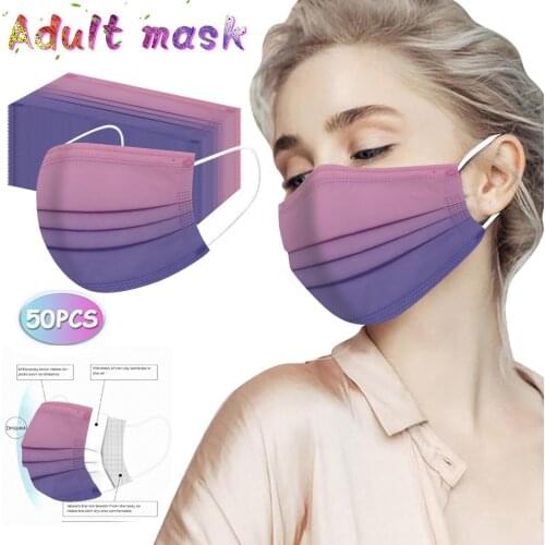 50PC Disposable Print Disposable Protection Industrial 3Ply Ear Loop Mondmasker Mascara Mondkapjes Scarf Halloween Cosplay MasK