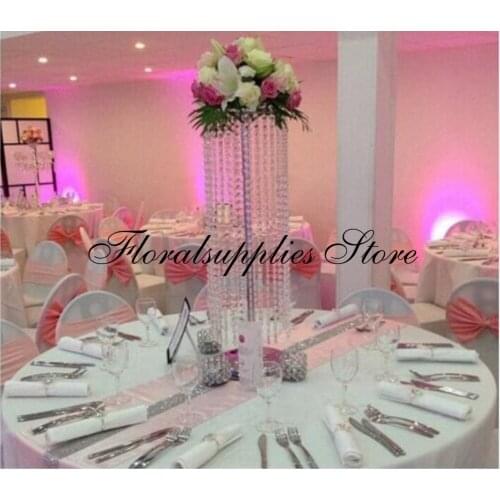 6PCS 120CM Height Crystal Wedding Road Lead Table Flower Rack Wedding Centerpiece For Event Party Decoration