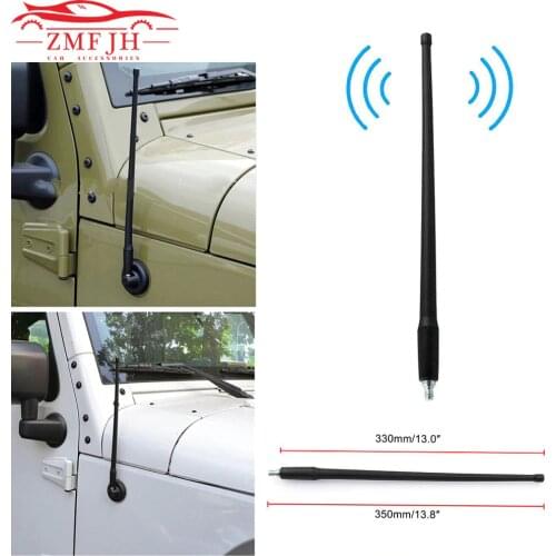 13" Car FM Antenna Auto Radio Antennas Signal Amplifier For Jeep Wrangler JK 2007-2017 Rubber Aerials Mast Antena WISENGEAR