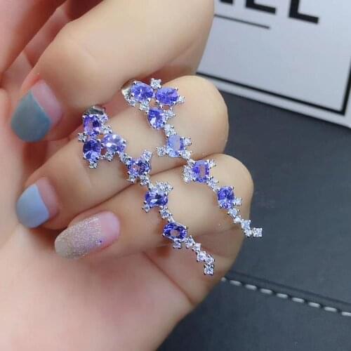 Free shipping Natural and real anzanite 925 sterling silver Earring Fashion anzanite Earring