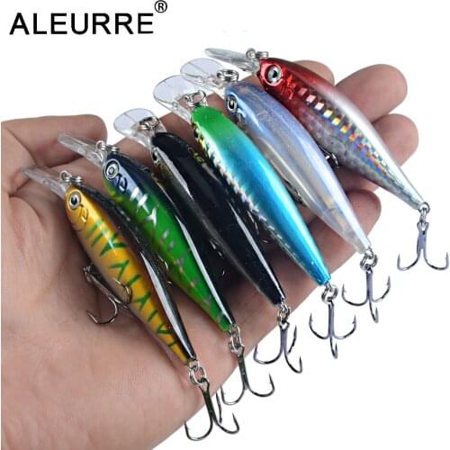 1Pcs Minnow Bait Fishing Lure 75mm 6g Sinking Wobbler Hard Plastic Artificial Leurre Crankbait For Bass Pike 6# Hooks Tackle
