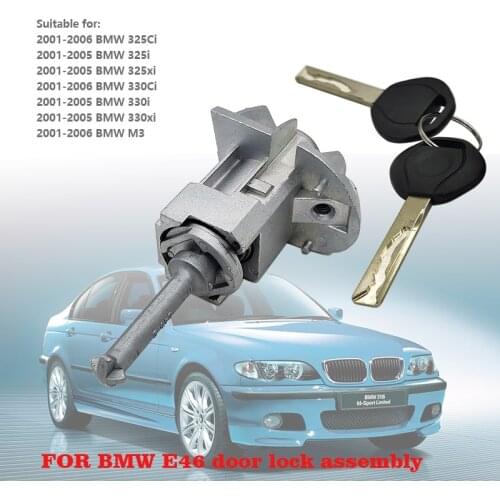 Suitable For 2001-2006 BMW E46 3 Series Door Lock Cylinder Assembly, with 2 Keys 51217019975 51217019976