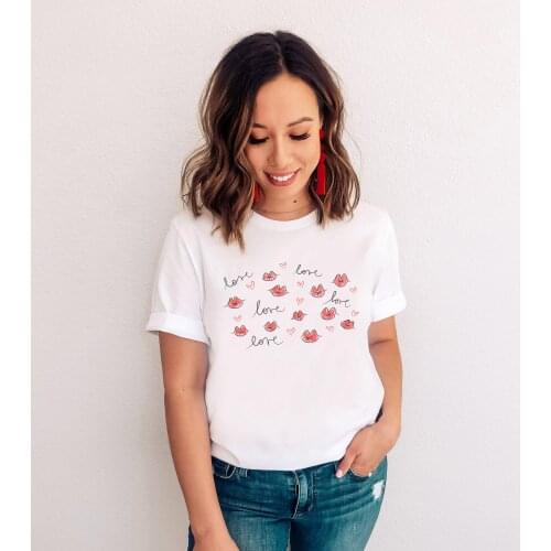 Colored Valentine Hearts and Kisses T-Shirt funny 100% Cotton graphic tumblr Fashion women unisex quote casual tshirt top tee