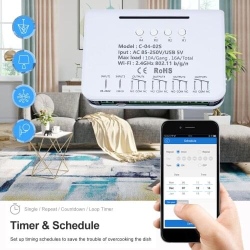 DC 5V 12V 24V 32V AC110V 220V eWeLink WIFI Smart Home Switch Wireless Relay,Inching Module for Door Access Control Automation
