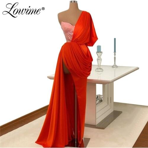 Long Celebrity Prom Dresses One Shoulder Chiffon Sexy Red Carpet Runaway Dresses Middle East Women Evening Wear 2020 Party Gown
