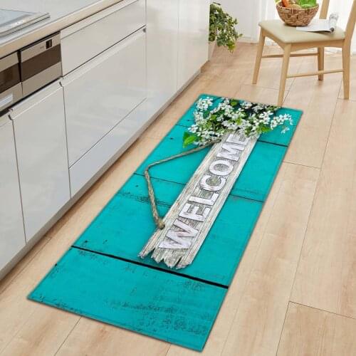 Welcome Doormats Entrance Carpets Non-slip Kitchen Floor Mat Decor Flannel Kitchen Rug Hallway Carpet Home Decor for Bedroom