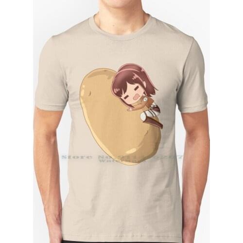 Sasha High On Potato T Shirt 100% Pure Cotton Sasha Attack On Titan Aot Potato Girl Anime Manga Levi Eren Armin Itachi Hinata