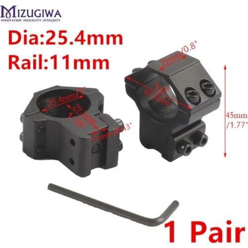 MIZUGIWA Mount Rings 25.4mm 1" Ring 11mm Rail Dovetail Mount fit Laser Light Scope Low Profile Pistol Adapter Hunting Caza