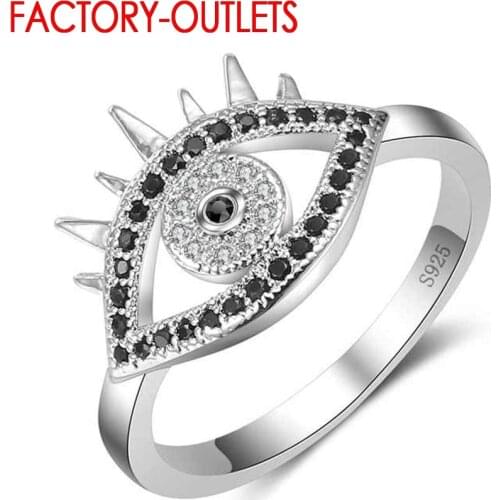 925 Sterling Silver Engagement Ring Fashion Jewelry Punk Big Eye Design Cubic Zirconia Pave Setting Women Girls Wholesale