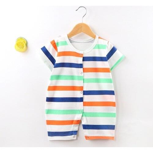 Pure Cotton Newborn Baby Clothes Summer One-piece Toddler Cute Jumpsuit Baby Unisex Romper Single Breasted Fashion Tide