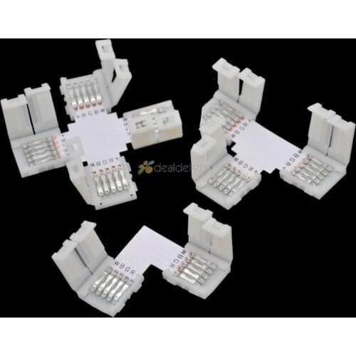 5pcs 10mm 5 PIN RGBW L shape / X shape / T shape No Soldering connector For 5050 RGBW / RGBWW LED strip 5PIN RGBW connector