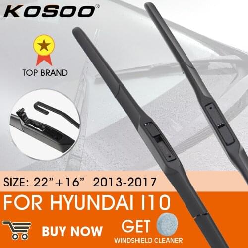 KOSOO Car Wiper Blade For Hyundai i10 2013 - 2017 LHD / RHD Front Window Windshield Windscreen Wiper Blades 22" + 16"