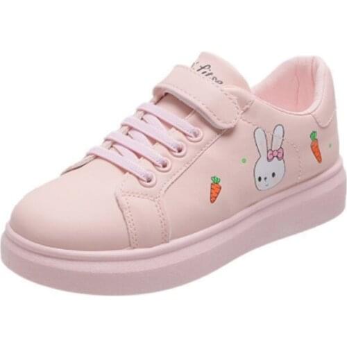 2021 Spring Autumn Cartoon Girl Leather Surface Comfortable Running Shoes Children Soft Bottom Lightweight Casual Walkers Shoes