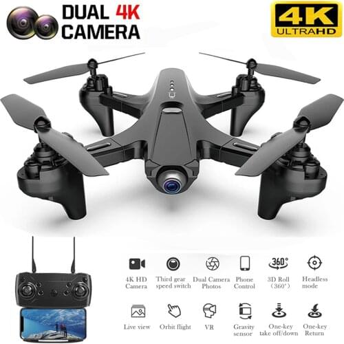RC Quadrocopter with 4K Dual Camera Drone One-Key Return Four-Aixes Reomote Control HD FPV Quadcopter Toy for Boy Friend