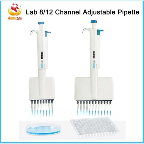 Laboratory Pipette 0.5-300ul 8 -12 Channel Pipeta Disinfection Micropipette Manual Digital Adjustable Plastic Pipette With Tips