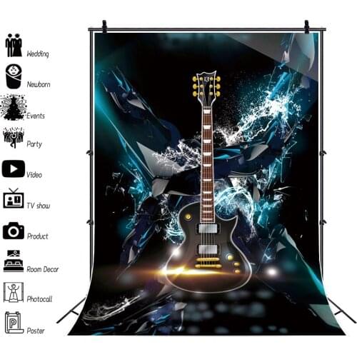 Laeacco Photo Backdrop Guitar Music Disco Party Celebration Grunge Pattern Photocall Photography Background Photo Studio