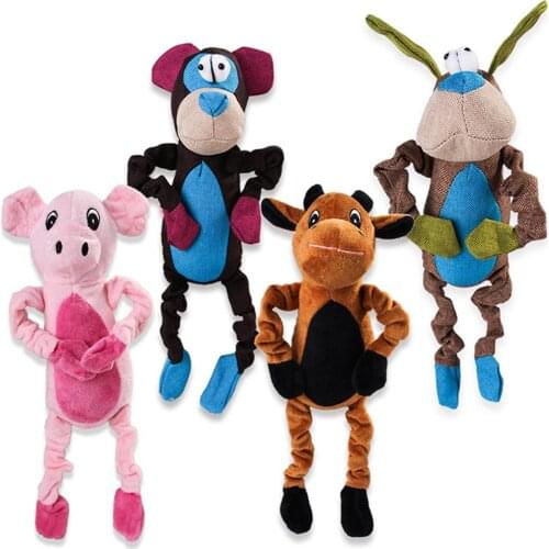 Cute plush toys squeak pet beef monkey pig animal plush toy dog chew squeaky whistling involved squirrel dog toys