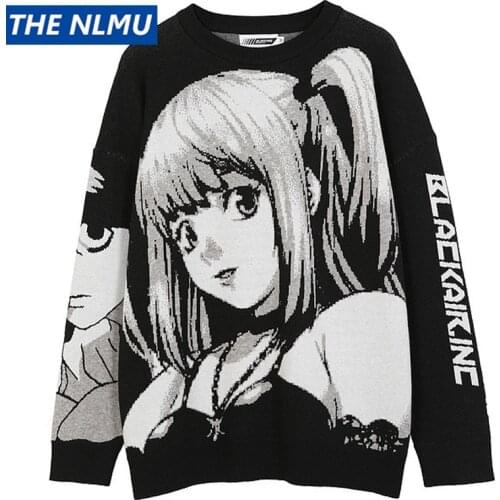 2021 Mens Sweaters Cartoon Print Streetwear Pullover O-neck Long Sleeve Hip Hop Men Autumn Harajuku Couple Sweaters Loose WY721