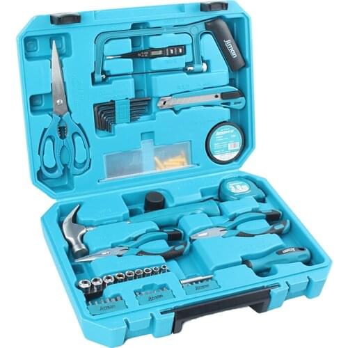 Hand Tool Set 45sets General Household Repair Hand Tool Kit with Plastic Toolbox Storage Case Socket Wrench Screwdriver Knife