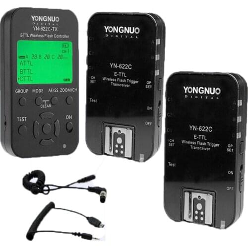High quality Yongnuo YN622c YN-622C 622C-TX TTL flash trigger set, free shipping 1 transmitter+ 2 receivers for All Canon DSLR