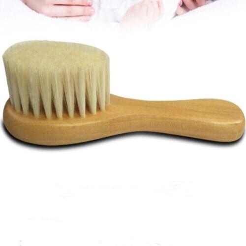 New Baby Care Pure Natural Wool Baby Wooden Brush Comb Brush Baby Hairbrush Newborn Hair Brush Infant Comb Head Massager