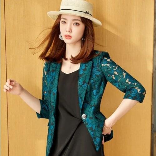 2021 New Fashion Business Lace Suits Women Work Office Ladies Korea Style Casual Blazer Plus Size 5XL