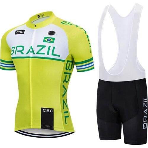 2022 New i2022 Team BRAZIL Cycling Jersey Set 9D Bike Shorts Suit Ropa Ciclismo Mens Summer Quick Dry Bicycle Clothing Maillot C