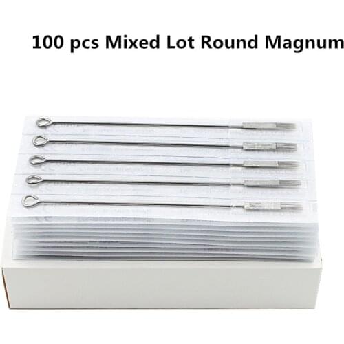 100 Pcs/Lot disposable sterile Tattoo Needles Round Magnum (RM) Needles for Tattoo Machine Needle Tips