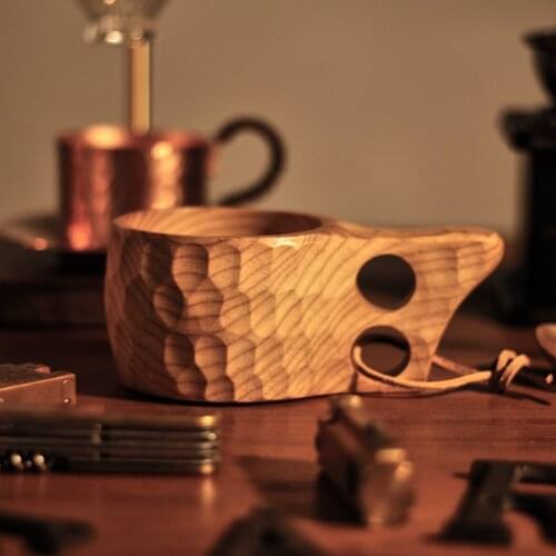 200/300ML Finland Kuksa Portable Wooden Coffee Mugs Handmade Milk Tea Cup With Handgrip Breakfast Drinking Kitchen Drinkware