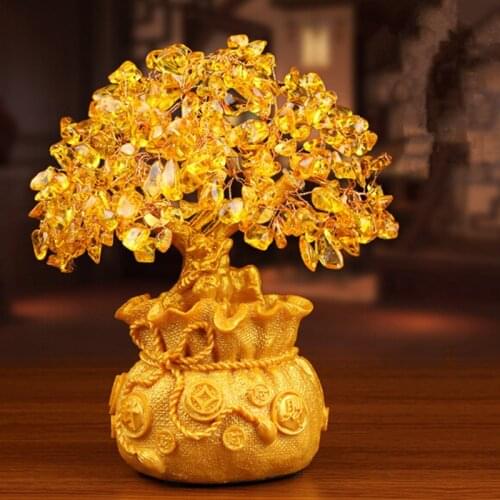 Gold Plating Money Tree Many Coins God of Wealth Resin Crafts Opening Gifts Treasure Bowl Home Office Cornucopia Decoration