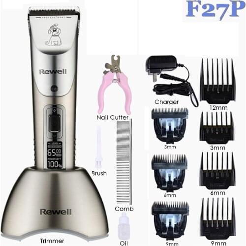Professional Pet Hair Trimmer Rechargeable Cat Dog Grooming Clipper Electric Shaver Haircut Machine Power/Speed Show+3pcs Blades