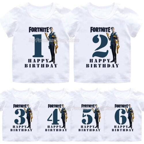 Fortnites Baby Birthday Shirt Fortnight Boy Number Cotton Shirt T Shirt Toddler Child Cartoon Cartoon Tops Kid Summer Clothes