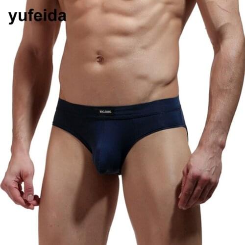 Sexy Mens Underwear Gay Briefs Open Butt Low Waist Underpants Penis Pouch Ice SilK Soft Underwear Mens Briefs Slip Homme Panties