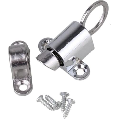 Silver Household Office Security Spring Slide Bolt Zinc Alloy Window Door Latch Lock Self Closing