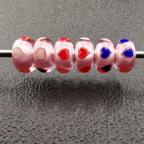 Trendy Heart Charm Beads Fits Original European Bracelets Bangles Troll Handmade Charm Beads Silver 925 Jewelry Three Colors