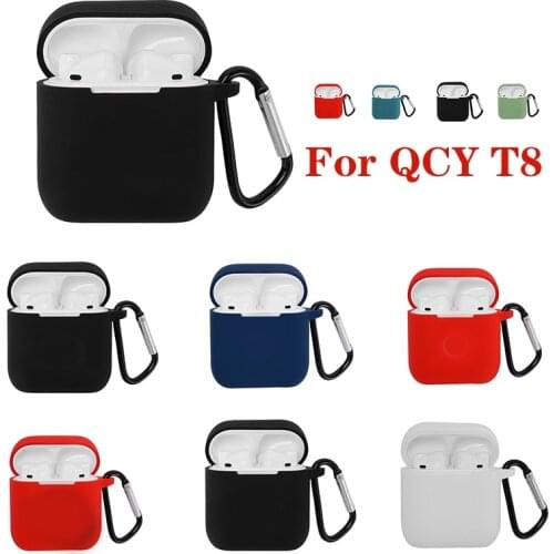 Silicone earphone Cases for QCY T8S Case Solid color Headphone Protection Case for QCY T 8S qcy t8 cover Case Fundas