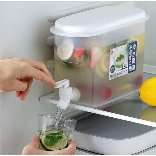 3500ml Water Jug Container With Tap Cold Kettle Kitchen Lemonade Jug Drinkware Heat Resistant Pitcher Juice For Ice Water Bucket